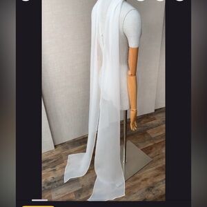 Elegant White Silk Chiffon Bridal Scarf